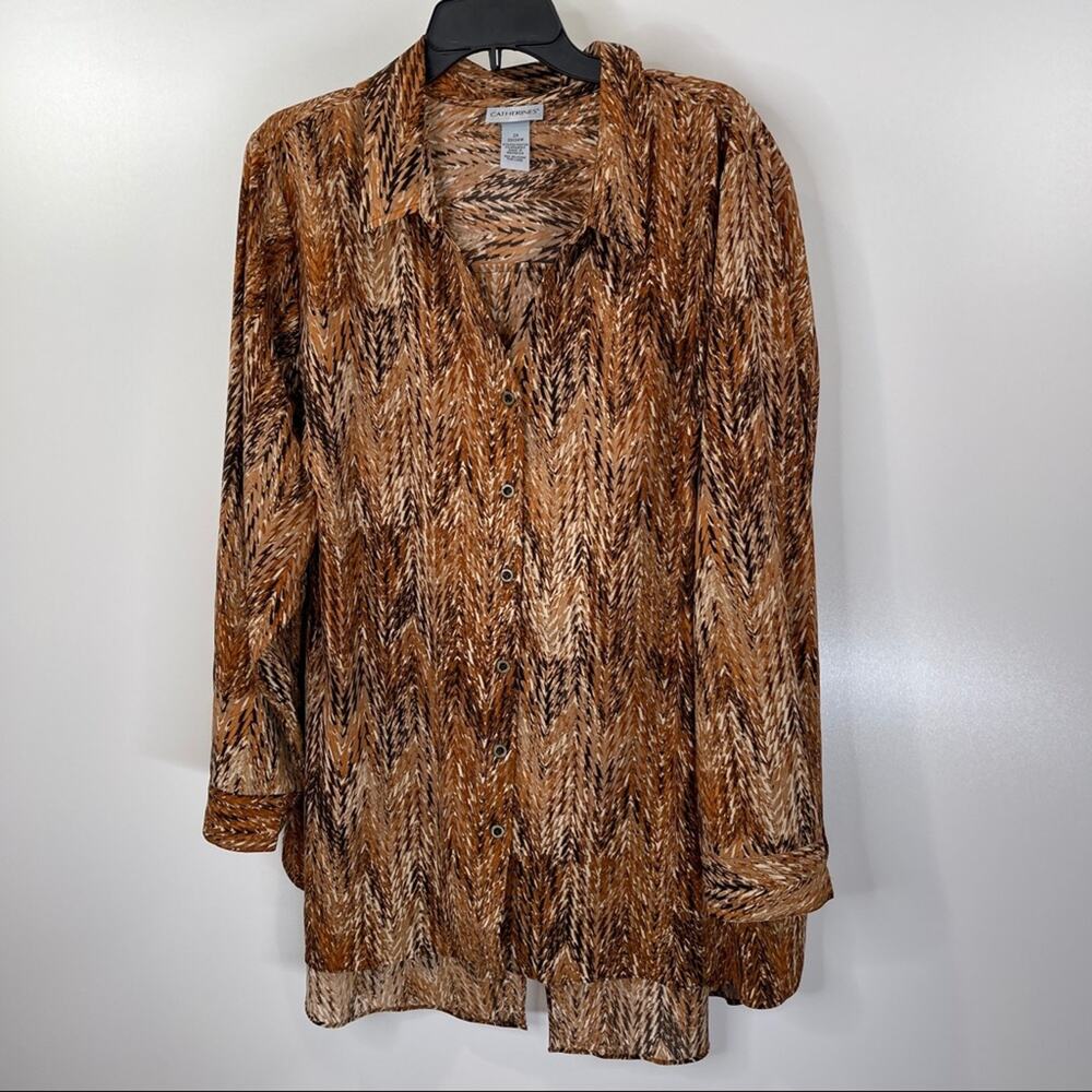 Catherine Button Down Shirt Neutral blouse Plus Size
